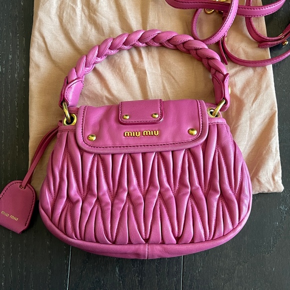 MIU MIU Miu Coffer pink matelasse nappa leather handbag crossbody bag w/dust bag - Picture 2 of 16